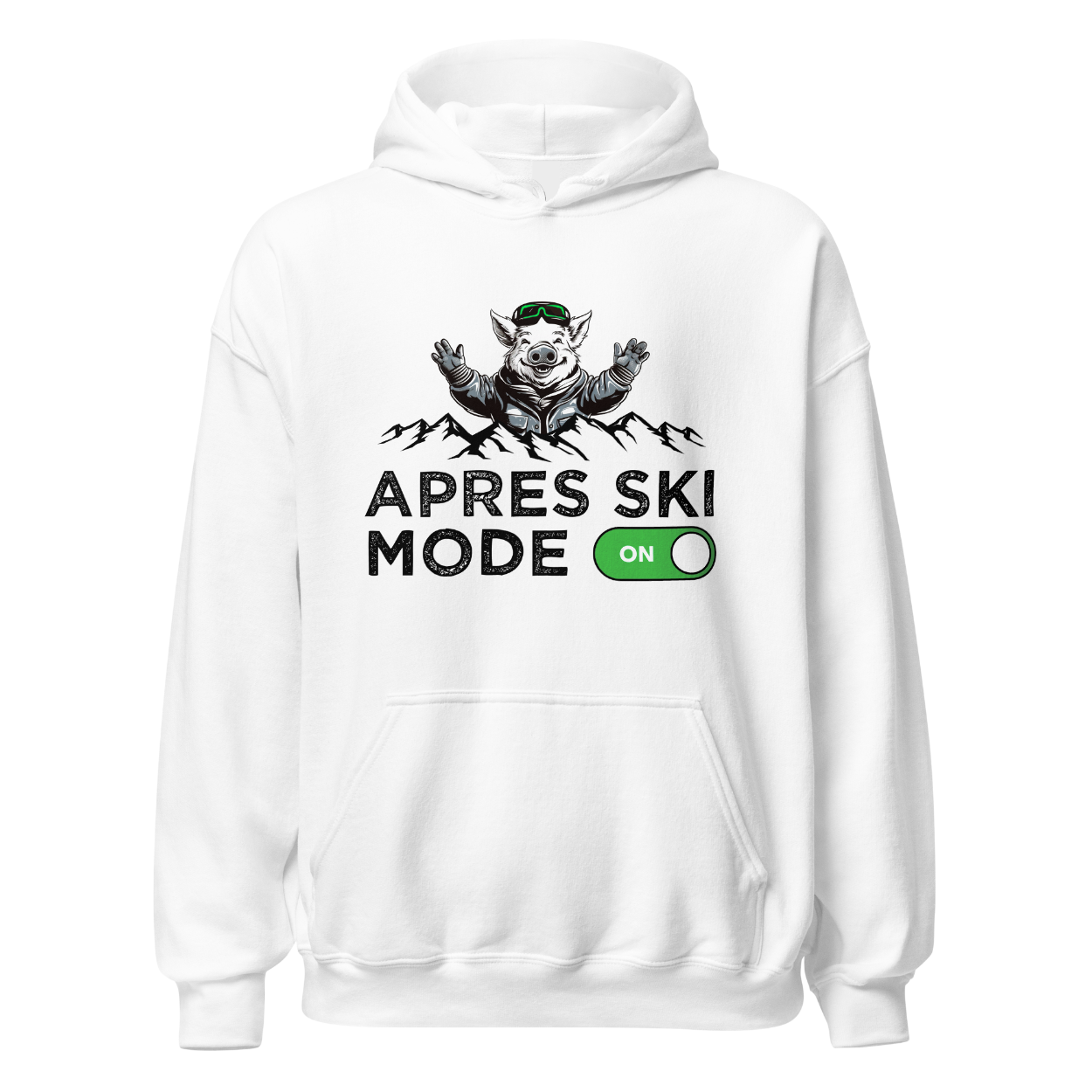 Après Ski Mode Hoodie mit Après-Ski-Spruch, Motivdetail